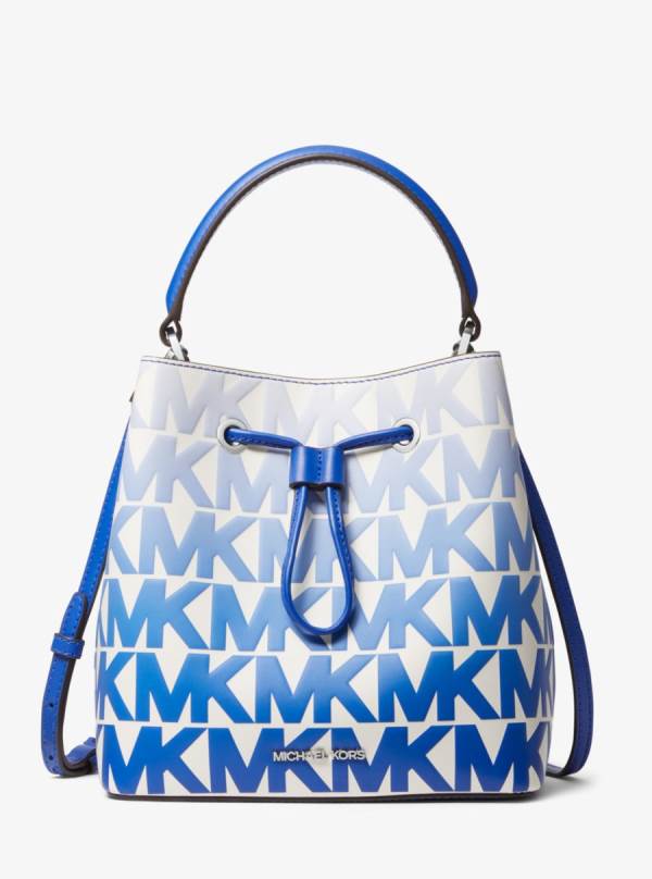 Damske Prenosná Taška Michael Kors Suri Medium Graphic Logo Print Faux Leather Modre Biele - Kabelky Michael Kors Slevy | OPEIK-0876